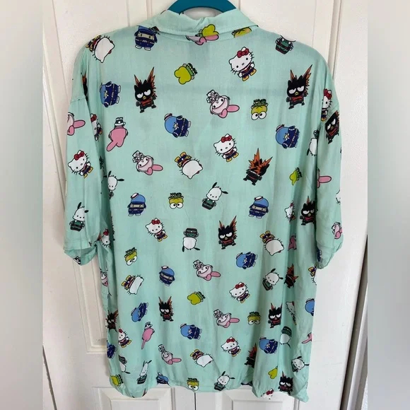 My Hero Academia Hello Kitty Button Up Shirt Short Sleeve XL - Picture 4 of 8